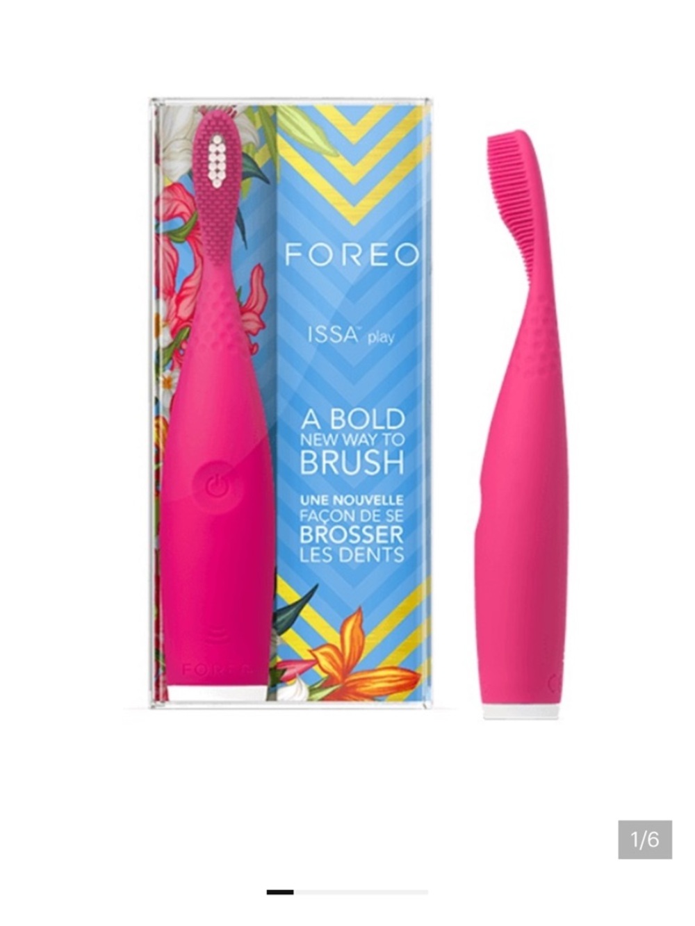 FOREO ISSA Play Silicone Sonic Toothbrush, Pink, NIB